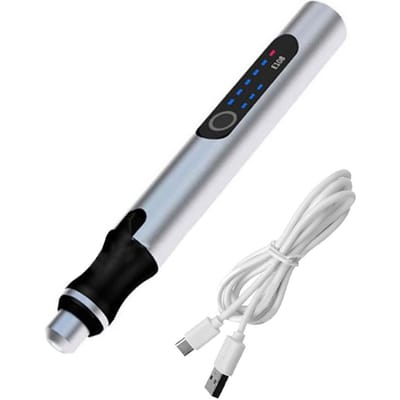 Draagbare graveerpen Mini elektrische boorpen LED-snelheidsweergave Carving pen graveermachine zilver