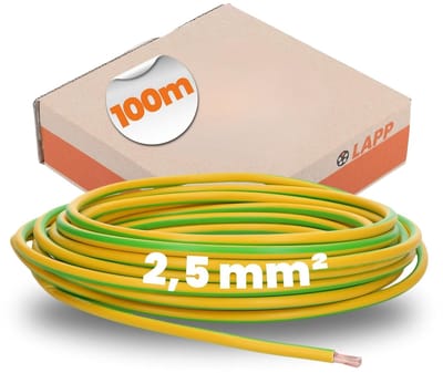 PVC Kabel - Elektrische Draad - Installatie Werk - Gemaakt in Duitsland - 100m - Groen/Geel