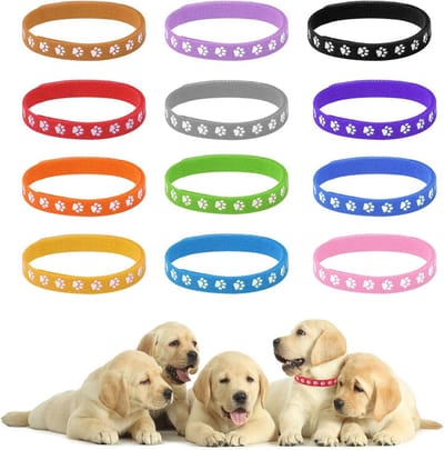 Identificatiehalsbanden voor puppy's - 12 stuks in verschillende kleuren, verstelbaar en zacht