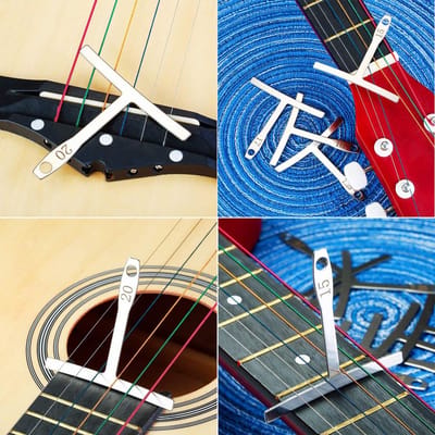 9 stuks Roestvrij Staal Onder-snaar Radiusmeter Voor Gitaar Bas Afstelling Luthier Gereedschap zilver