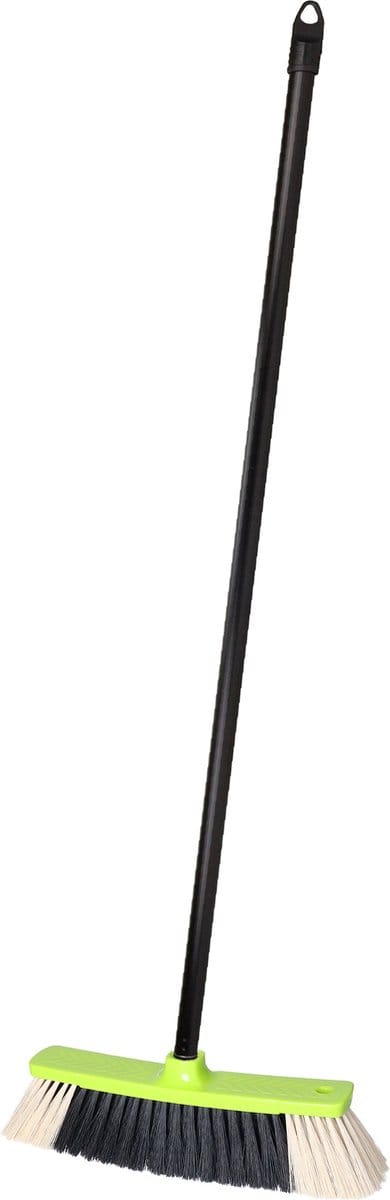 Brumag bezem voor binnen - bezemkop groen - breedte 35 cm - steel 130 cm - voor alle vloeren - zachte haren - kunststof