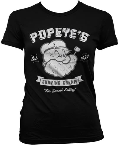 Popeye Dames Tshirt -S- Popeye's Shaving Cream Zwart