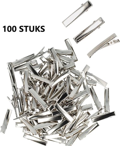 Haarsoires DIY haarspeld recht 3,5 cm – metalen alligatorspeldjes – zilver – set van 100 - Onderdelen - Zelf Sieraden & Haaraccessoires Maken