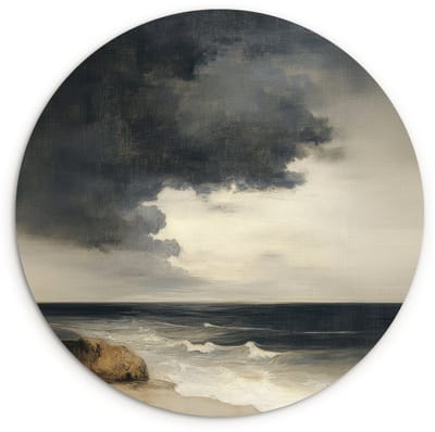 WallCircle® Wandcirkel 120x120 cm - Muurcirkel Kust - Golven - Rots - Storm - Muurdecoratie woonkamer - Wanddecoratie slaapkamer - Kamer decoratie accessoires - Ronde schilderijen XXL