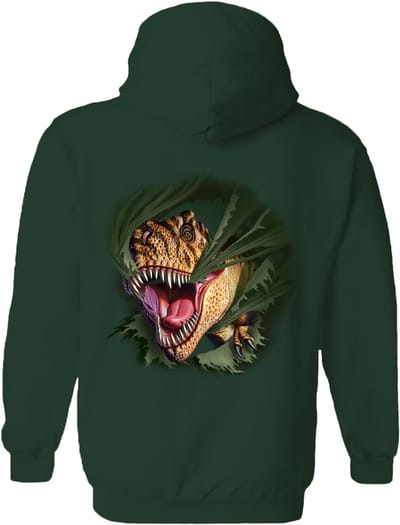 Dino T-Rex Tearing Green The Coloured House Hoodie S
