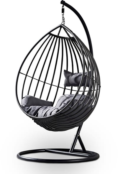 Rijoka Hangstoel Druppel Schommelstoel – Zwart Rattan