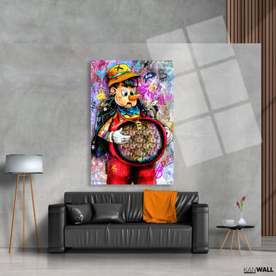 Luxe Plexiglas Schilderij Pinoccio Bitcoin| 40x60 | Woonkamer | Slaapkamer | Kantoor | Muziek | Design | Art | Modern | ** 5MM DIK**