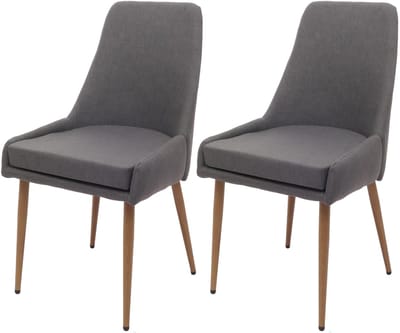 Set van 2 eetkamerstoelen MCW-O27, keukenstoel gestoffeerde stoel, stof/textiel (280g/m²) metaal ~ donkergrijs