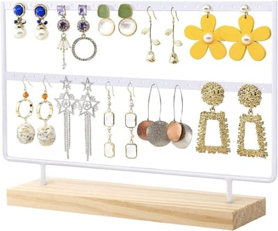 Sieradenstandaard Oorbellen - Juwelen organizer - Sieraden opbergen - Twee lagen boom - N.v.t. - Wit