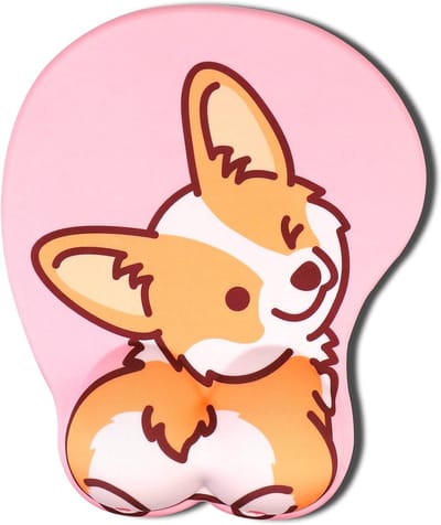 Ergonomische 3D Gel Kussen Muismat met Handsteun, Schattig Corgi Motief, Comfortabel en Ondersteunend voor Thuis en Kantoor