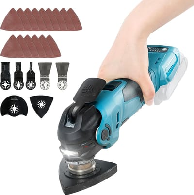 Oscillerende Multitool - Draadloos Gereedschap - Klusprojecten Uitvoeren - Borstelloze Motor - 4 Graden Hoek - Blauw