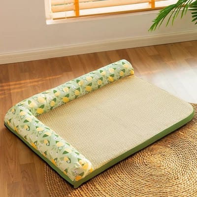Niche d'angle amovible pour chien, tapis quatre saisons, lit pour chien, tapis en rotin, canapé pour chien, lit pour chat, litière pour chat, tapis pour chat S   45*35