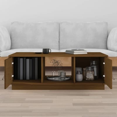 vidaXL - Salontafel - 100x50x35 - cm - massief - grenenhout - honingbruin