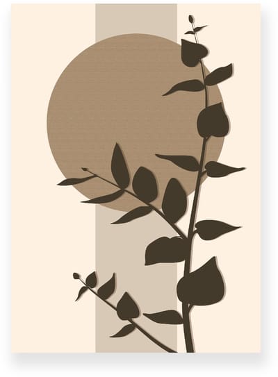 Poster 20x30 cm - Eucalyptus - Plant - Bruin - Beige - Minimalistisch - Japandi Muurdecoratie - Wanddecoratie