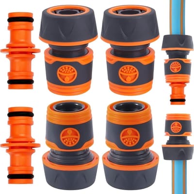Set van 4 Tuinslang Aansluitingen, 3/4 Inch Slangverbindingen, Inclusief Dubbele Stekkers voor Tuin en Thuis Waterkraan