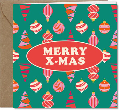 FSC-papier | Duurzaam | Inclusief envelop kraft | 4 wenskaarten | Merry X-mas, Kerst, Kerstmis, Season Greetings | RETRO collectie