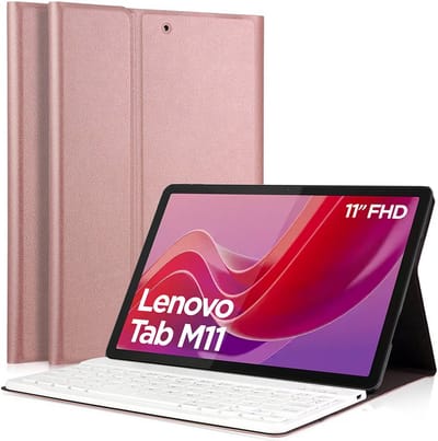 Hoes met toetsenbord geschikt voor Lenovo Tab M11 - Keyboard Book Case Cover Hoesje Rosegoud