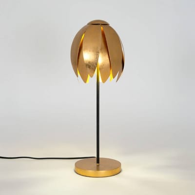 Holländer Tafellamp FLORILUME, goudkleurig, hoogte 50 cm, metaal, 2 x G9