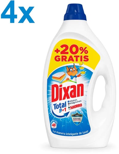 Dixan - Total 3+1 - Effective Cleaning Action - Vloeibaar Wasmiddel - 9.6L - 192 Wasbeurten