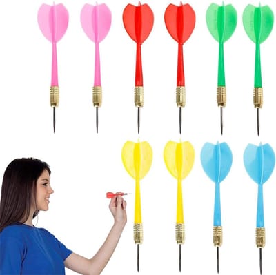 Pack van 10 Professionele Stalen Darts - Darts met Metalen Punt en Dart Vleugels (5 Kleuren)