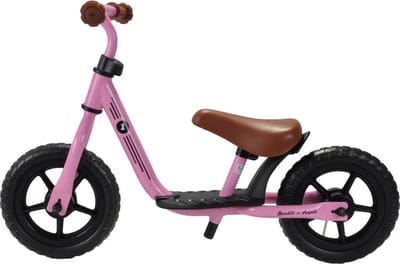 Bandits & Angels Metalen Loopfiets Starter Roze met Voetenplank vanaf 2 Jaar - Limited Edition - Roze Loop Fiets - Verstelbaar Zadel 29 tot 39 cm - Voor Jongens en Meisjes - Compact en Veilig - Lage Instap met Voetenplank