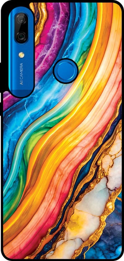 Smartphonica Telefoonhoesje Geschikt voor Huawei P Smart Z / Y9 Prime (2019) met Regenboog Goud Marmer Opdruk - TPU Backcover Case Rainbow Gold Marble Design geschikt voor Huawei P Smart Z;Huawei Y9 Prime (2019)