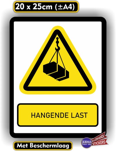 Jerma - Hangende last - ISO norm - Sticker - 20 x 25 cm - Weerbestendig - Zelfklevend - Vinyl