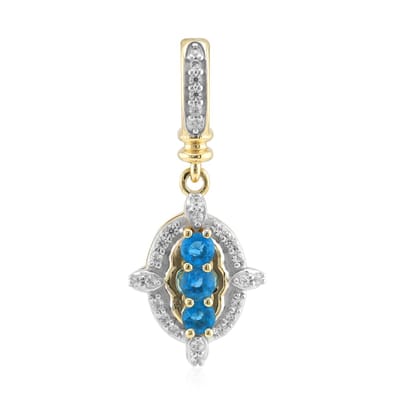 Cavill - 9K Geelgoud Hanger met Haüynen & Zirkonia - 0,287 ct - Ronde Edelstenen - Elegante Blauwe Sieraad voor Vrouwen