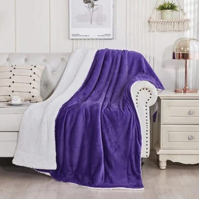 Livano Deken - Pluche - Wollen - Dekentje - Fleece - Plaid - Knuffeldeken - Bank Deken - 1 Persoons - Paars