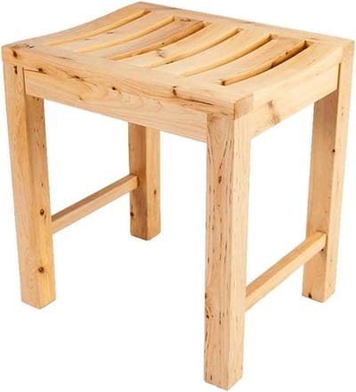Houten Badkruk - Douchestoel Kruk - Veilig Douchen - Natuurlijk Hout - 45 cm Hoog - Houtkleur