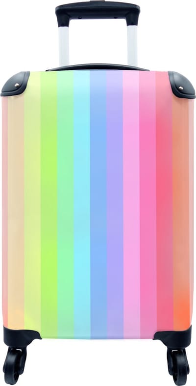 MuchoWow® Koffer - Regenboog - Patronen - Pastel - Past binnen 55x40x20 cm en 55x35x25 cm - Handbagage - Trolley - Cabin Size - Print