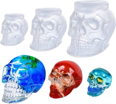 Set van 3 Siliconen Mallen voor Hars, Grote en Kleine Skull Vorm, Ideaal voor Kaarsen Maken en Huisdecoratie