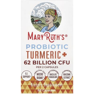 MaryRuth's, Probiotische Kurkuma +, 62 Miljard KVE, 60 Capsules (31 Miljard KVE per Capsule)