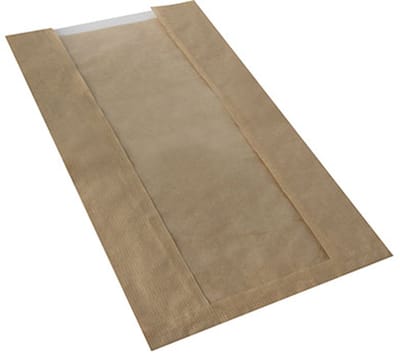 1000 Broodzakken met PLA venster pure 38 cm x 20 cm x 9 cm bruin
