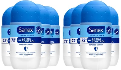 Sanex Deo Roller Dermo Extra Control - 8 x 50 ml - Anti Irritatie - 72H Formule - Anti Perspirant