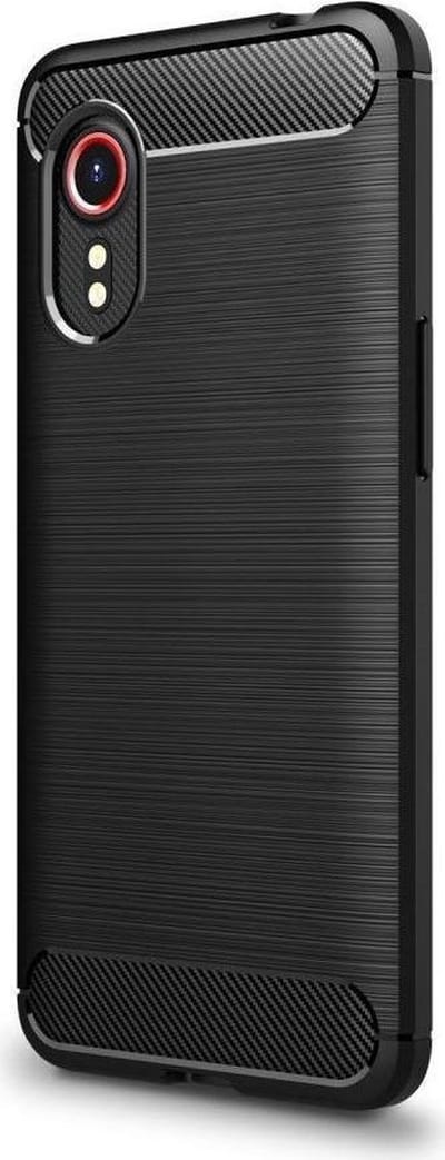Geborsteld TPU Hoesje Geschikt voor Samsung Galaxy Xcover 5 | Beschermhoes | Back Cover | Flexibel TPU | Stijlvol Carbon | Dun | Zwart