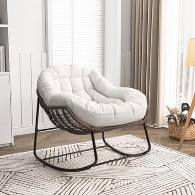 Scandinavische Schommelstoel van Rotan voor Buiten en Binnen - Ergonomisch Ontwerp, Waterdicht en Stevig