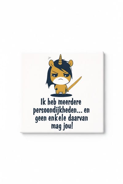 Grappige “Ik Heb Meerdere Persoonlijkheden en Geen Enkele Daarvan Mag Jou” Keramische Tegel – Sarcastische Eenhoorn Quote Wanddecoratie Cadeau