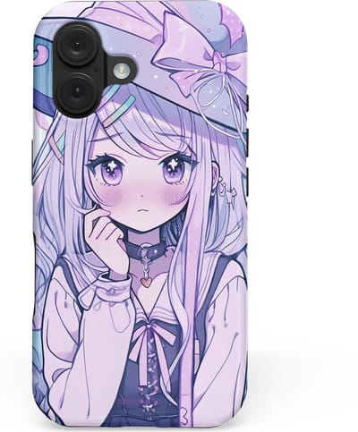 Casetastic hoesje geschikt voor Apple iPhone 16 - MagSafe - Dubbellaagse bescherming - Yume Meisje - Fashion Case - Lila Lichtgrijs Donkerblauw
