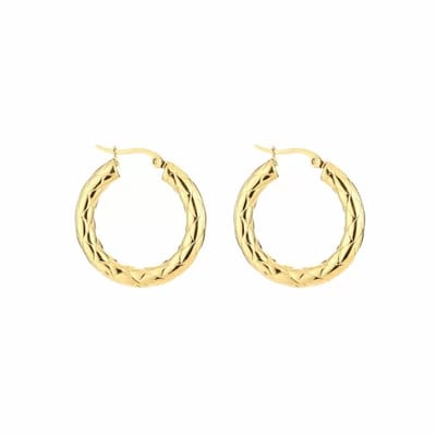 Bijoutheek Oorringen Engraved 5mm Dik Gold