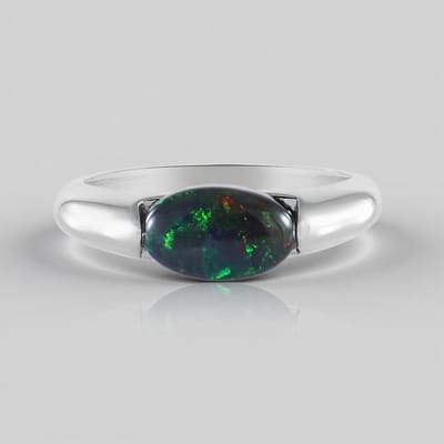 Cavill - Zilveren ring met Ethiopische Mezezo Opaal 0,772 ct - 925 Sterling zilver geplatineerd - Moderne elegante bezelzetting