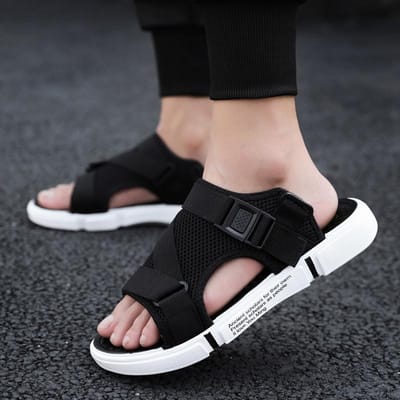 Heren Sandalen Zacht Comfortabel Antislip Herenschoenen Hoge Kwaliteit Geweven Strandsandalen Heren Gladiatorsandalen Zomer Casual Platte Schoenen 38 black