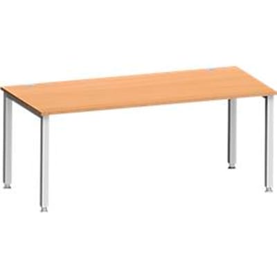 Bureau MODENA FLEX, rechthoekig, 4-poots vierkante buis, B 1800 x D 800 x H 720-820 mm, beuken/wit aluminium