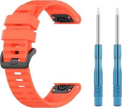 Siliconen bandje - geschikt voor Garmin Fenix 5 / 5 Plus / 6 / 6 Pro / 7 / 7 Pro / 8 (47 mm) / E (47 mm) / Epix (Pro) (2) 47 mm / Quatix 5 / 6 / 7 / 7 Pro / Approach S60 / S62 / S70 47 mm / MARQ / D2 Delta / D2 Mach 1 / Descent G1 - koraalrood