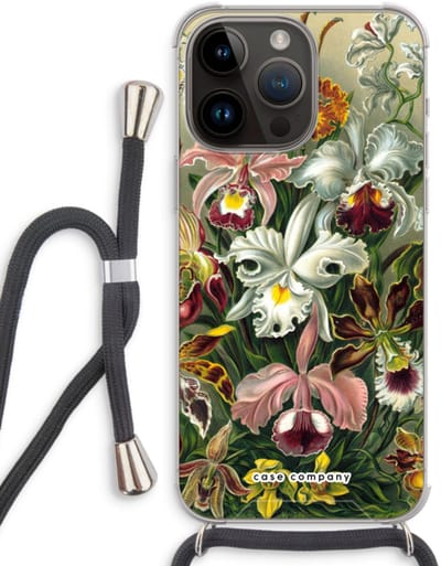 Case Company® - Hoesje met koord geschikt voor iPhone 14 Pro Max hoesje met Koord - Haeckel Orchidae - Telefoonhoesje met Zwart Koord - Bescherming aan alle Kanten en Over de Schermrand