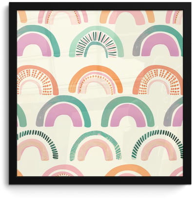 Poster in lijst - Fotolijst 40x40 cm - Posters - Regenboog - Pastel - Patroon - Posterlijst zwart - Decoratie - Wanddecoratie woonkamer - Muurdecoratie slaapkamer