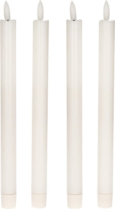 Anna's CollectionLed dinerkaarsen - 4x - wit -24 cm - 3D lont - warm wit licht