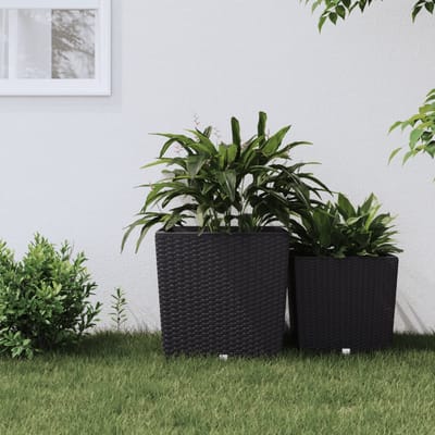 vidaXL Plantenbak met uitneembare bak rattan-look 37/64 L PP antraciet