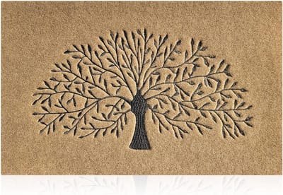 Buitentapijt met Levensboom - Duurzaam en Waterdicht Welkom Mat voor Entree, Hal en Keuken - Antislip en Gemakkelijk Schoon te Maken, 45x70 cm, Bruin