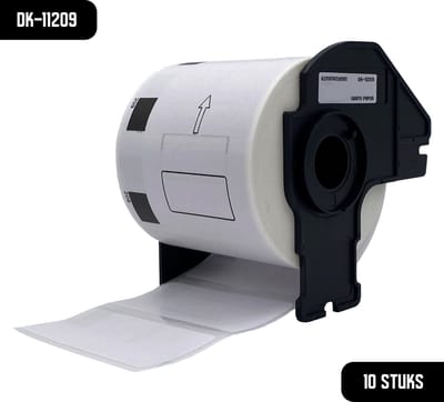 DULA Brother Compatible DK-11209 - Voorgestanst klein adreslabel - 10 rollen - 62 x 29 mm - 800 labels per rol - Zwart op wit - Papier